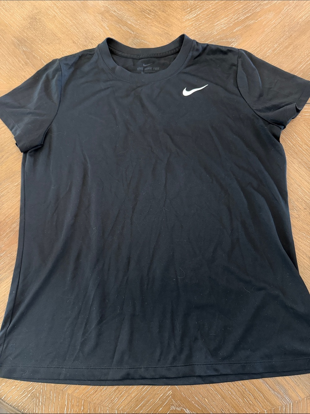 Nike Black Tee with White Swoosh Logo Size Large